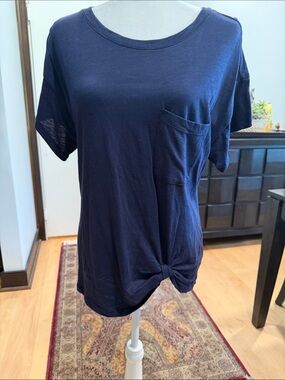 Lou & Grey Navy Short Sleeve Pocket Tee with Front Twist